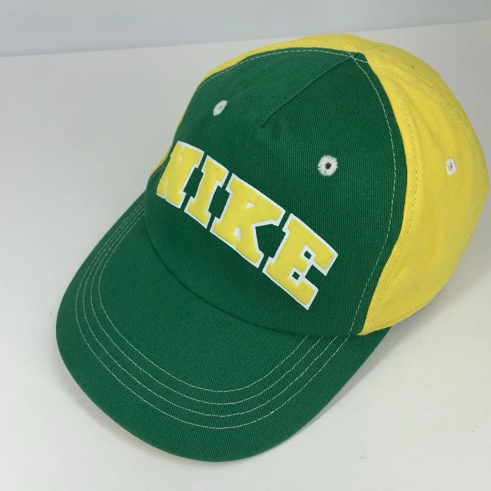 Green Yellow CHILD Nike Hat 2000s Adjustable Cotton Baseball Cap